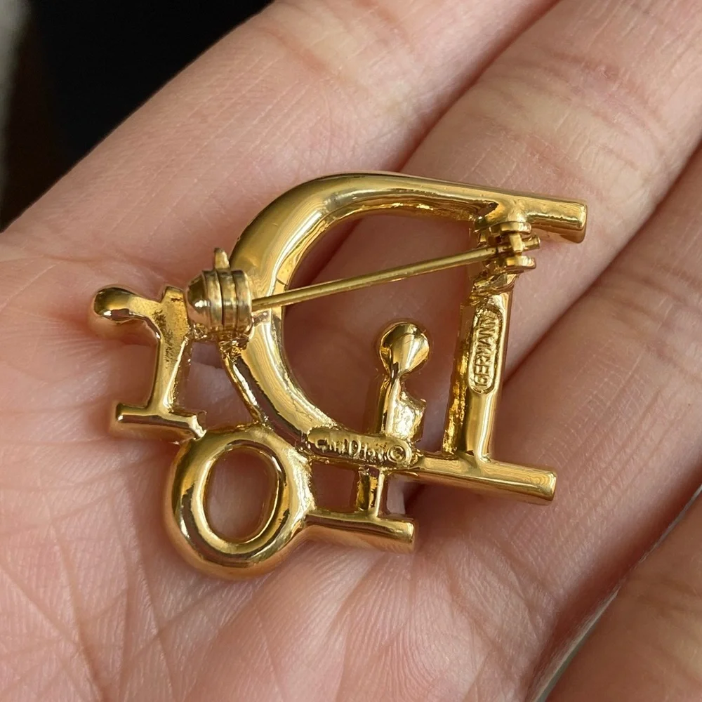 Dior Crystal Logo Brooch - Picture 3 of 3